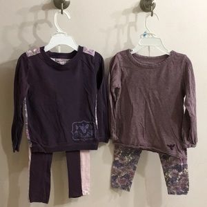 Burt’s Bees Kids Girl 3T Purple Watercolor Flower Long Sleeve Tops and Pants Set